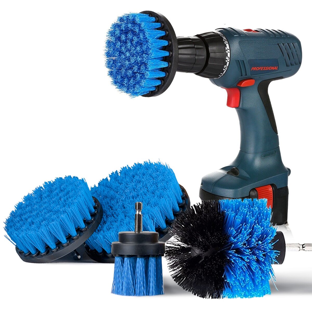 SAFETYON Drill Brush 4 Pieces Attachment Electric Drill Brushes for Cleaning Pool Tile Flooring Brick Ceramic Marble Grout Bathroom Car